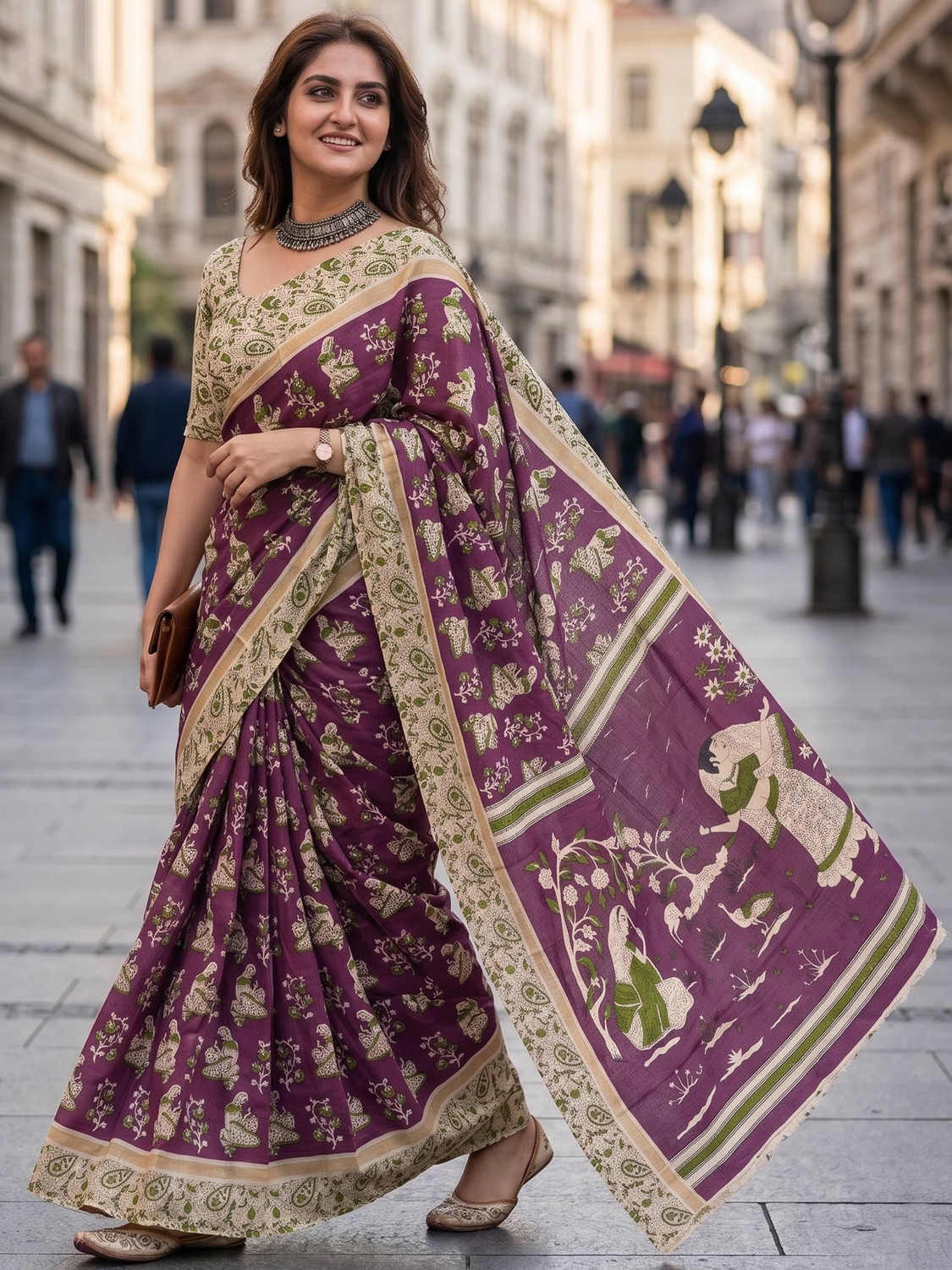 Image of DHAYANI ENTERPRISE Printed Bollywood Pure Cotton Saree