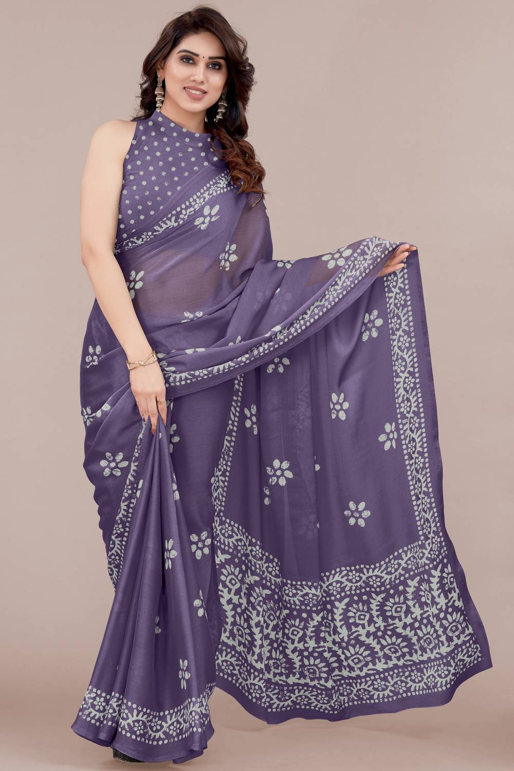 MIRCHI FASHION Printed, Blocked Printed Hand Batik Chiffon, Georg