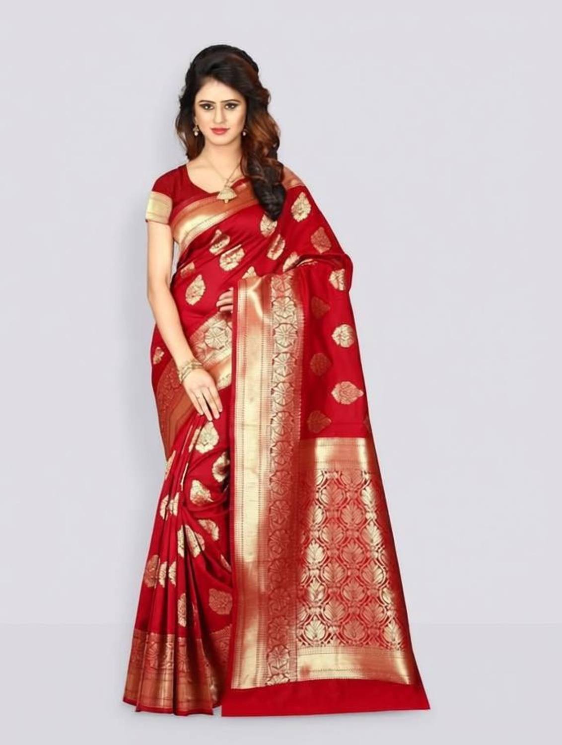 Mishowglitter Paisley Kanjivaram Jacquard, Pure Silk Saree