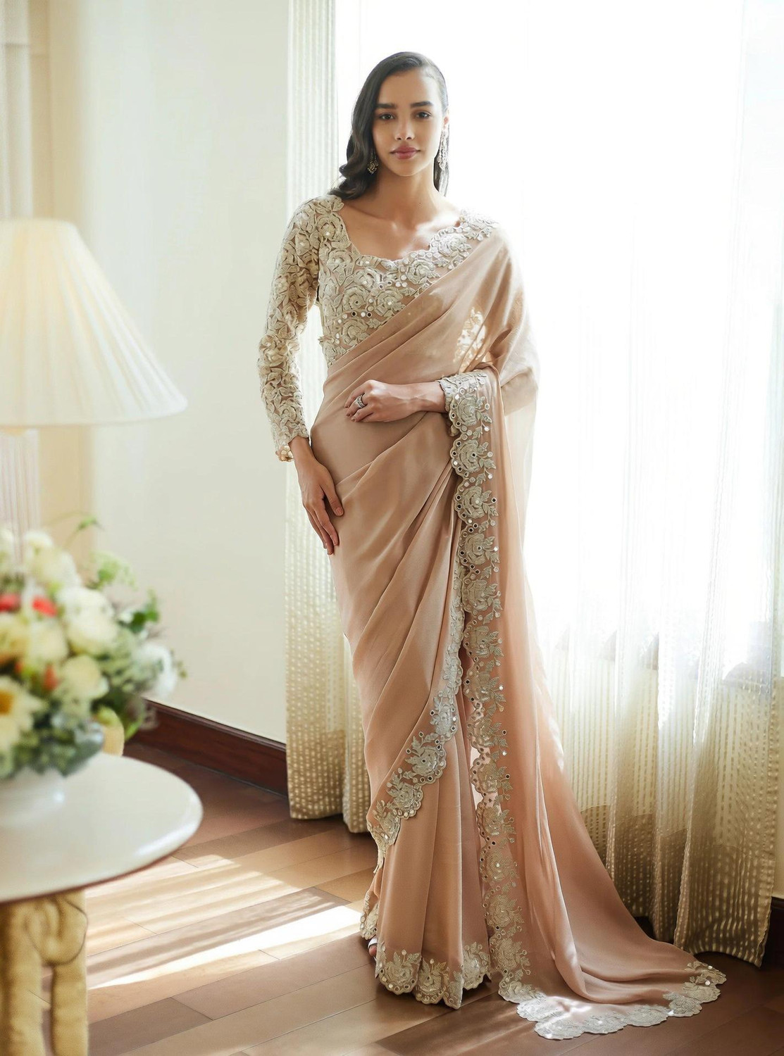 Image of Brahmani Creation Embroidered Bollywood Georgette Saree