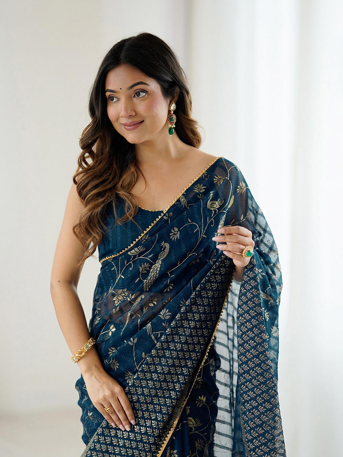 Image of Satrani Printed Bollywood Chiffon, Georgette Saree