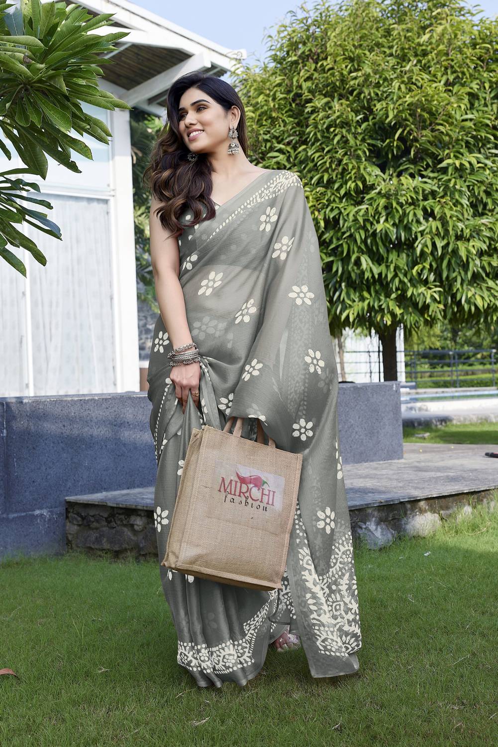 MIRCHI FASHION Printed, Blocked Printed Hand Batik Chiffon, Georg