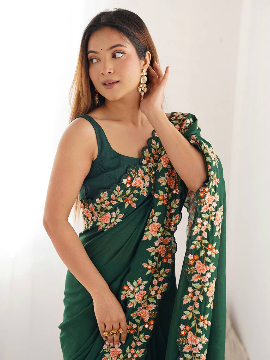 ANOUK Embroidered Bollywood Silk Blend Saree