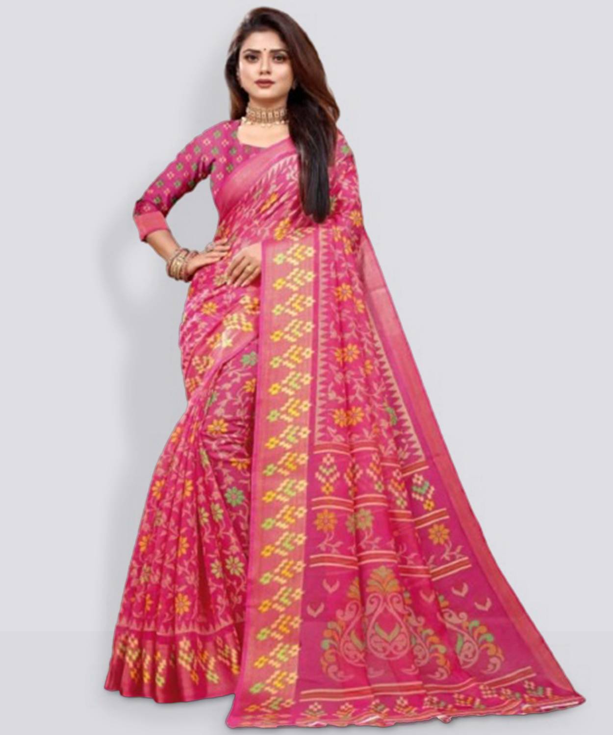 Adrika Printed Daily Wear Cotton Silk Saree