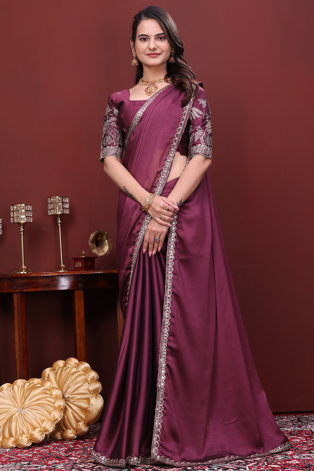 Image of K 5 FASHION Embroidered Bollywood Chiffon Saree