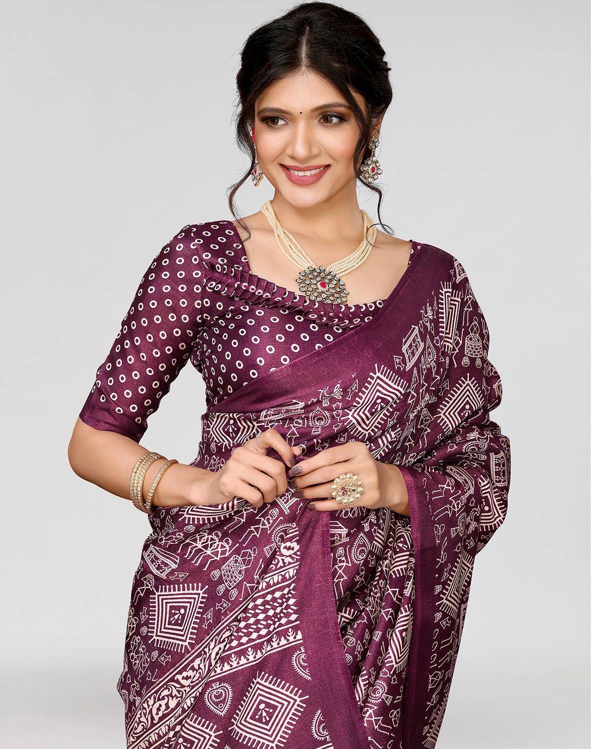 ANIRAV Printed Daily Wear Art Silk Saree