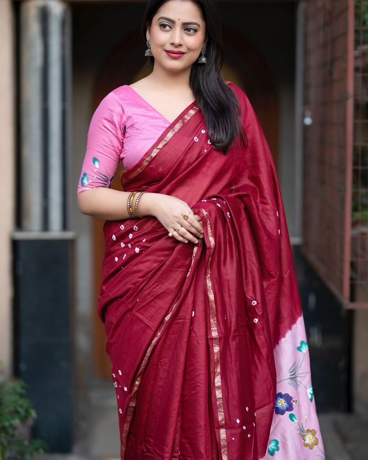 Image of Ruhabs Printed Bollywood Silk Blend Saree
