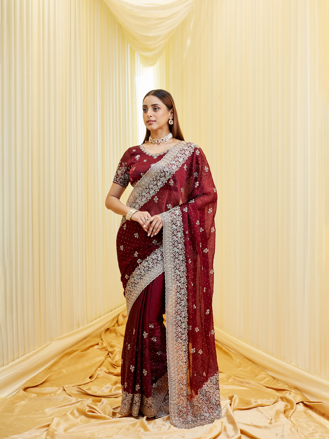 Image of KASEE Embroidered Bollywood Silk Blend Saree