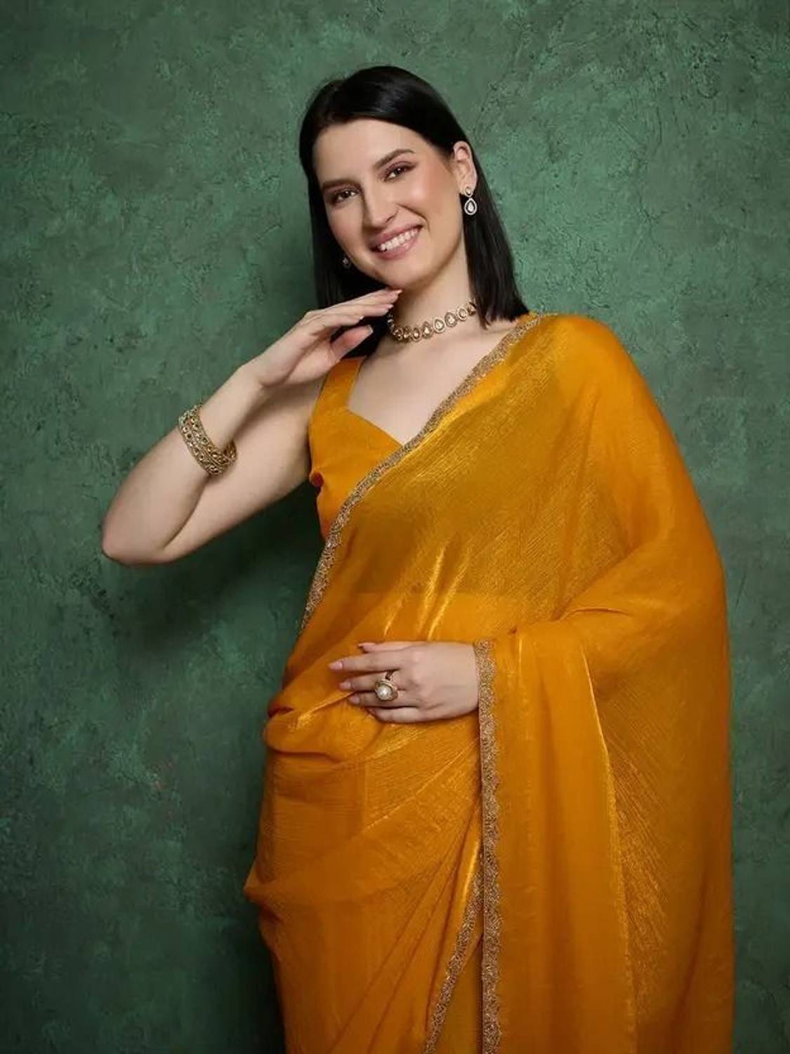 TARAGI Embroidered Bollywood Chiffon Saree