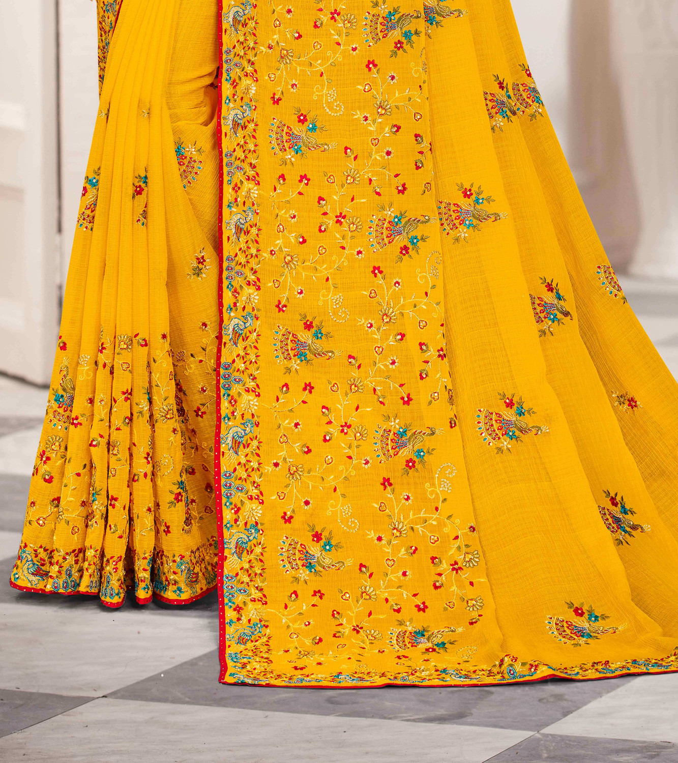 Image of Laxmipati sarees Embroidered Bollywood Silk Blend Saree
