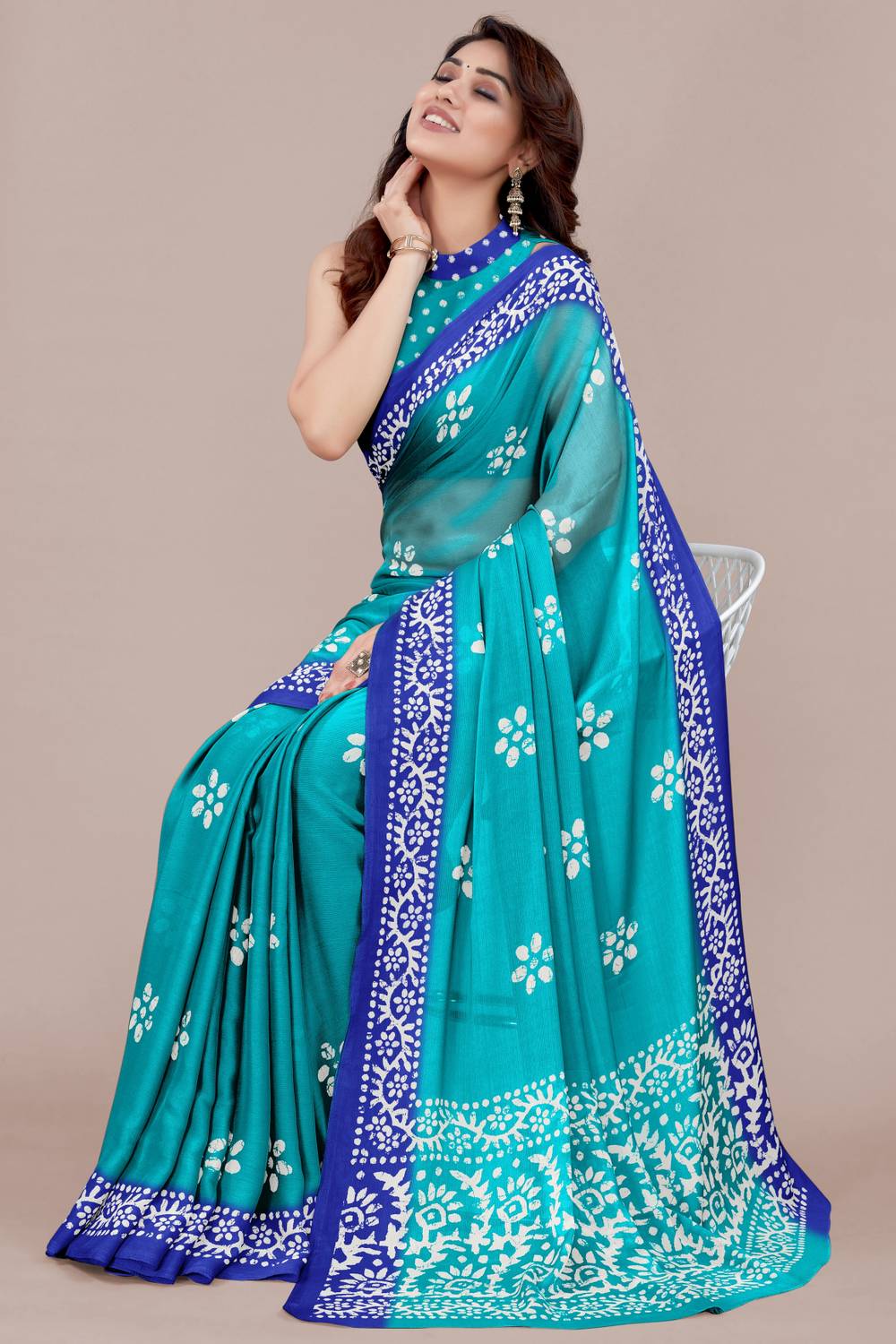 MIRCHI FASHION Printed, Blocked Printed Hand Batik Chiffon, Georg
