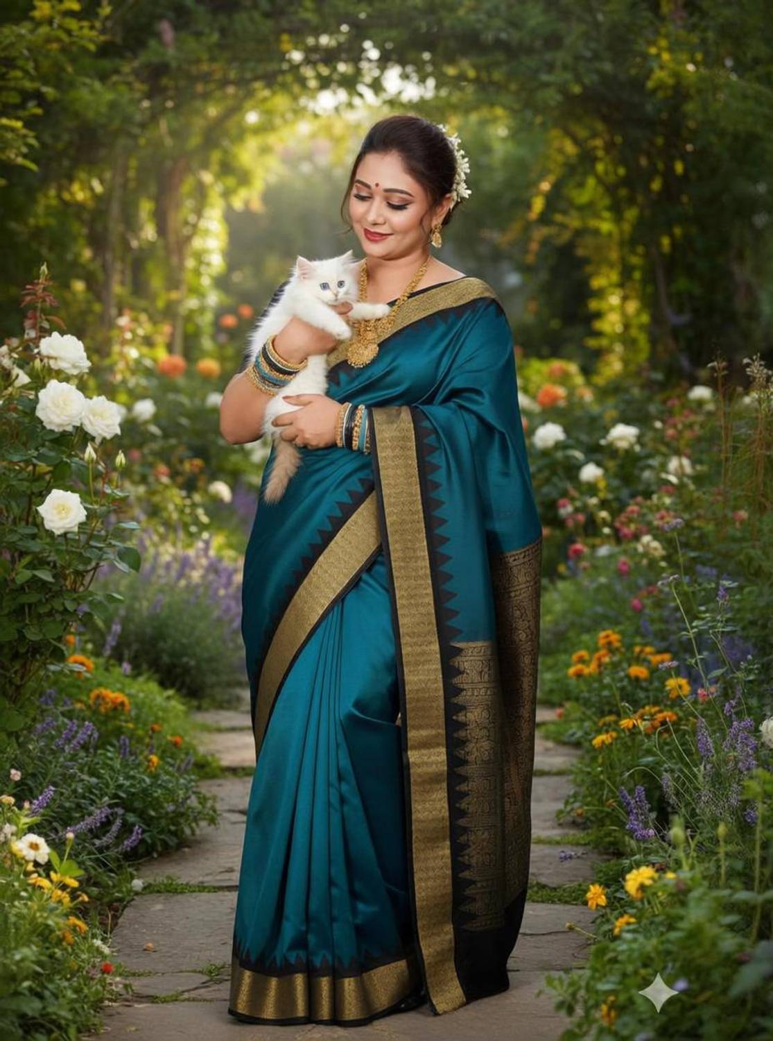 Afronza Temple Border, Solid/Plain, Embellished Sambalpuri Silk Blend, Pure Silk Saree