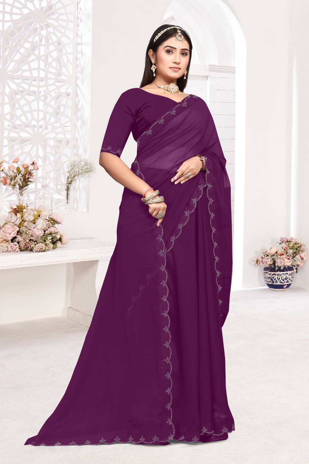 BATHANI CREATION Embellished Bollywood Georgette Saree