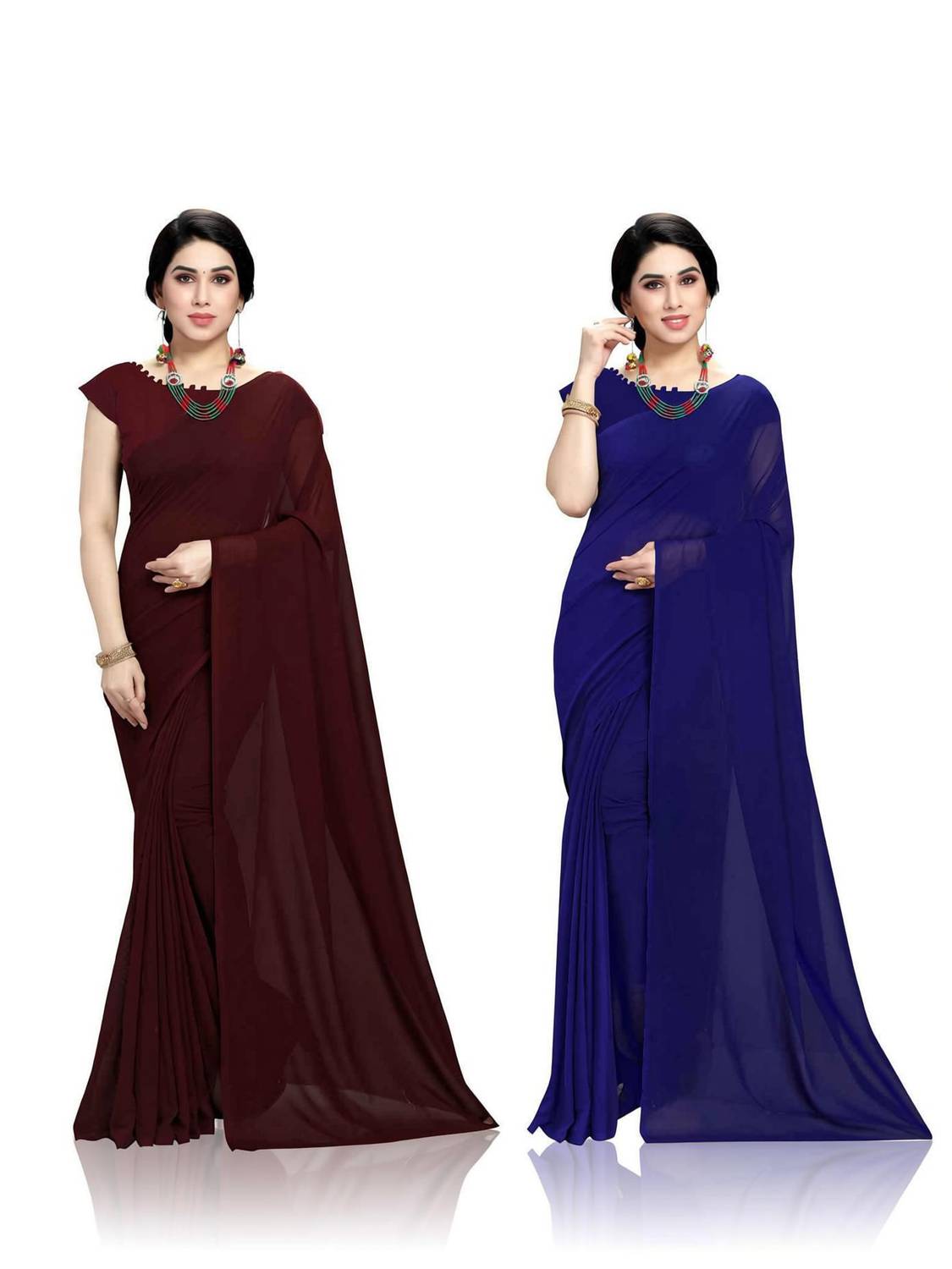 ANAND Solid/Plain Bollywood Georgette Saree