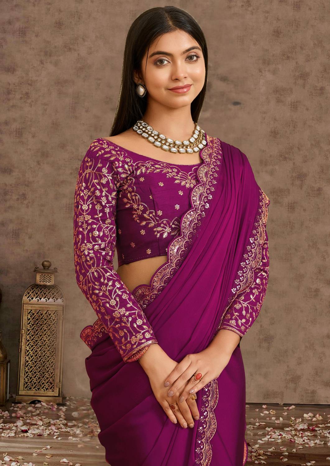 adelyn Embroidered Banarasi Pure Silk, Art Silk Saree