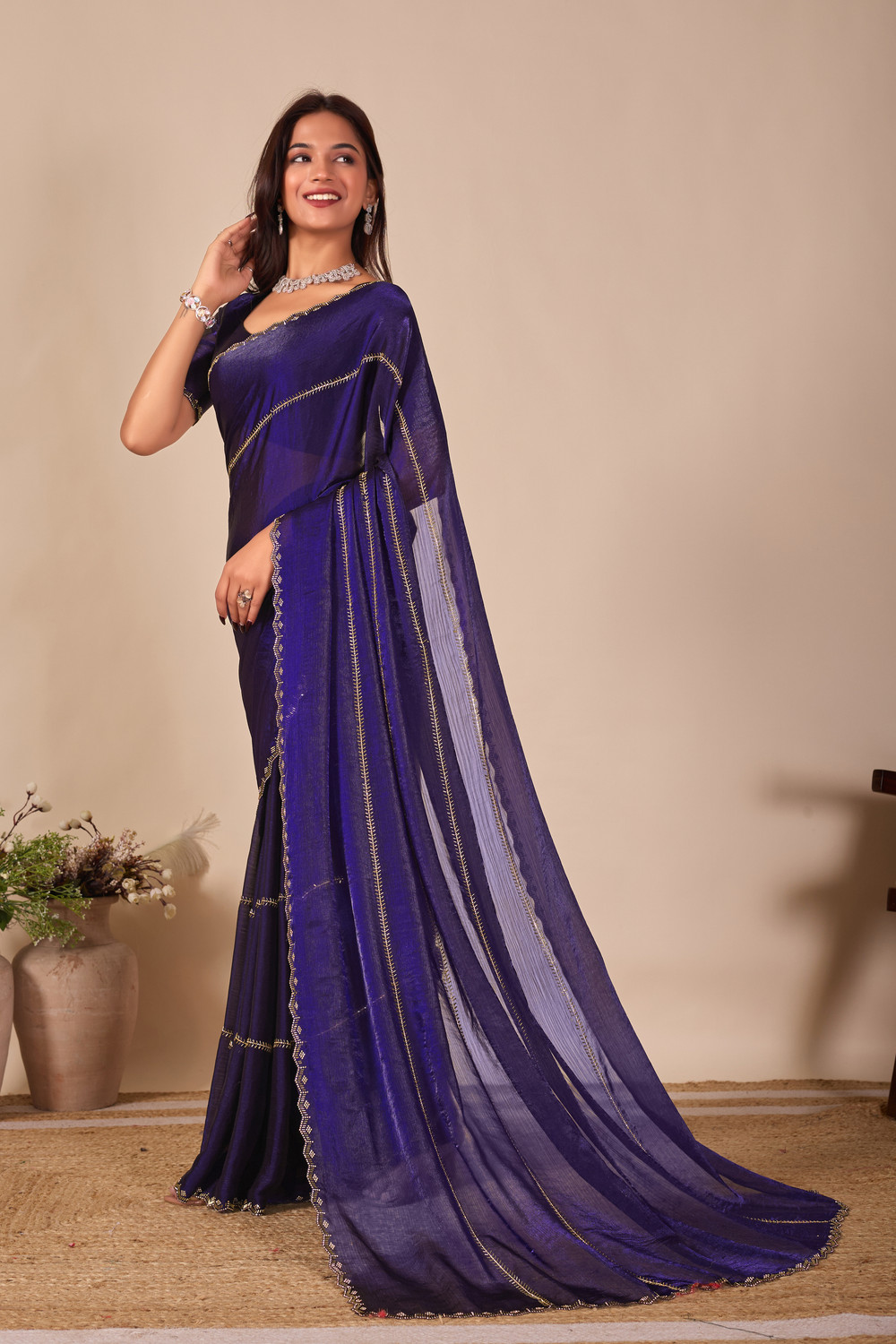Image of Manokamna Embellished Bollywood Chiffon Saree