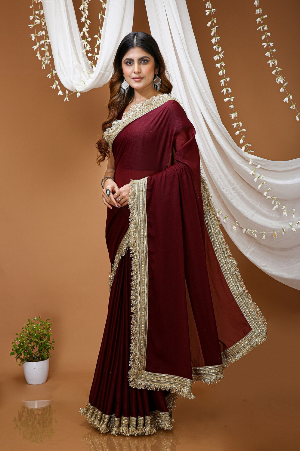 Image of ZILVIRA Embroidered Bollywood Georgette Saree