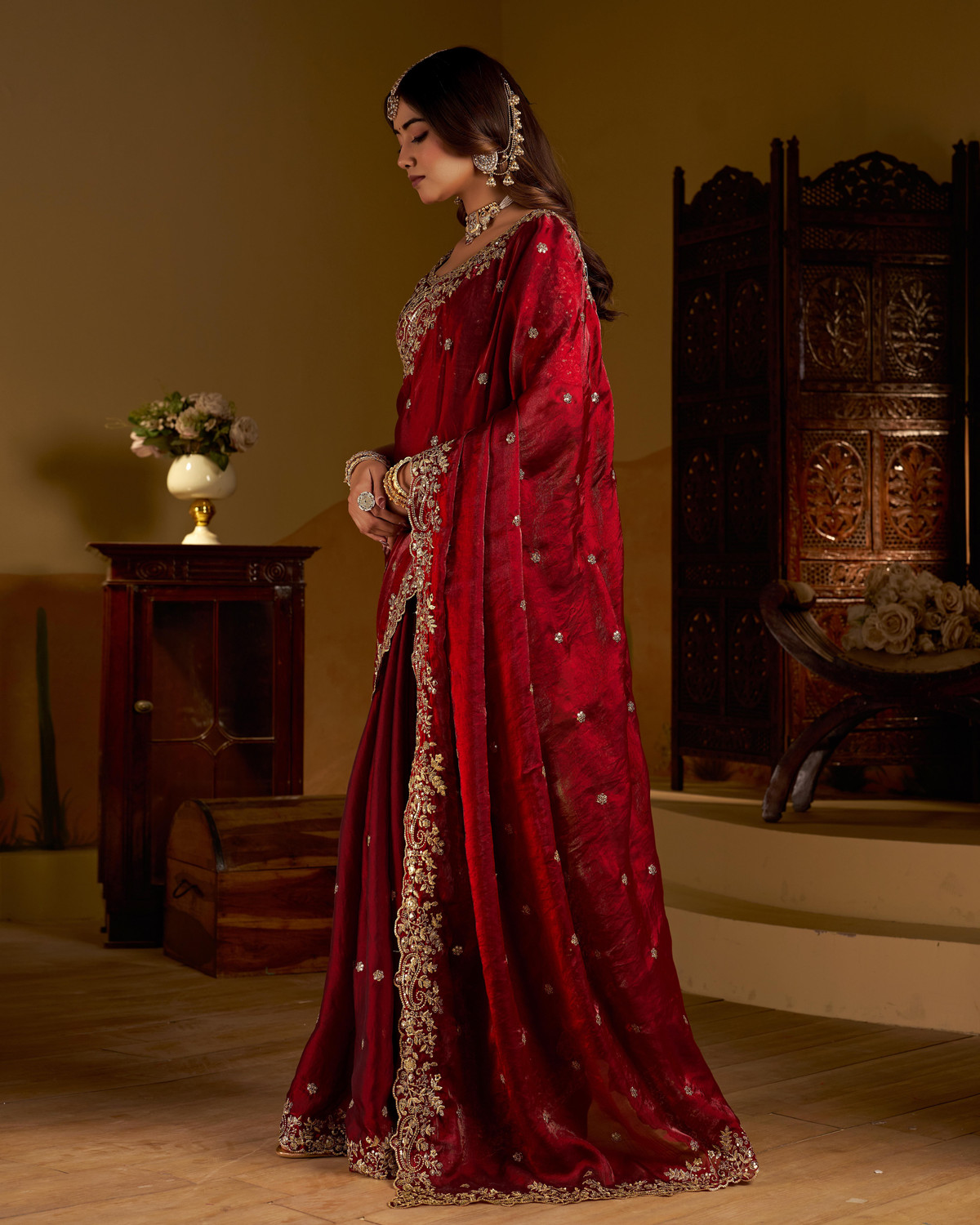 Image of GRUHNAREE Embroidered Bollywood Art Silk Saree