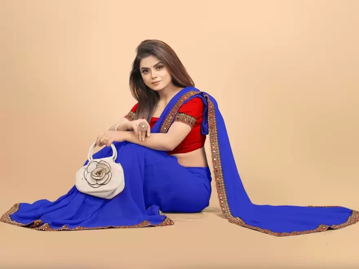 Image of OKTAT Embroidered Bollywood Georgette Saree