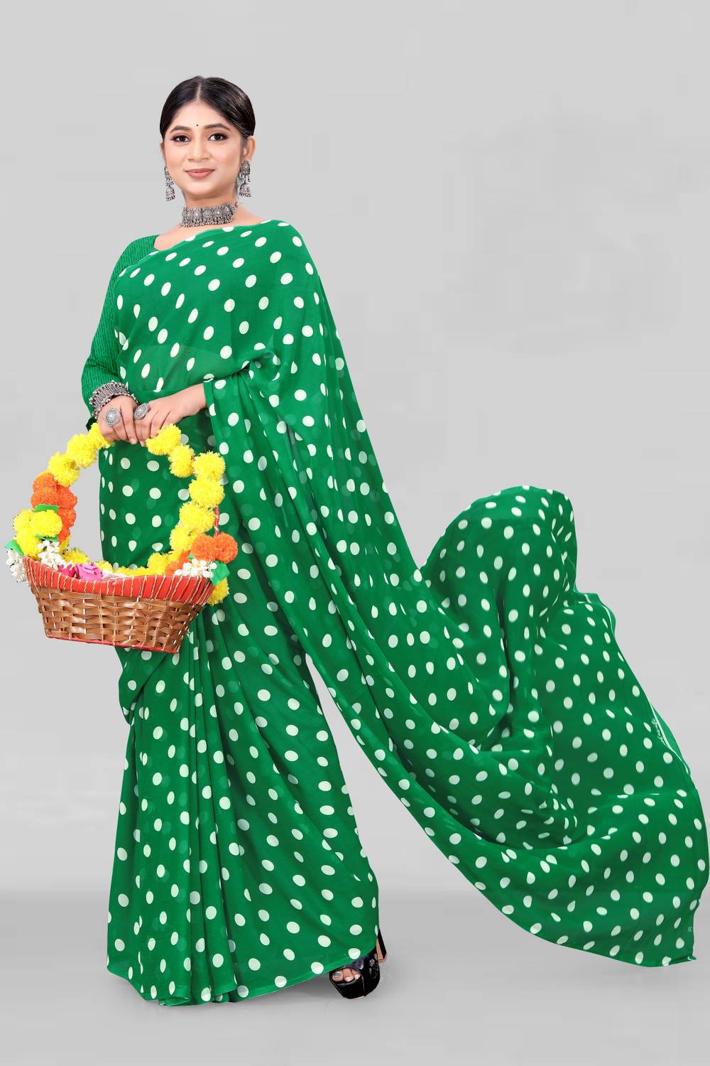 Leelavati Printed Daily Wear Georgette Saree (Green)