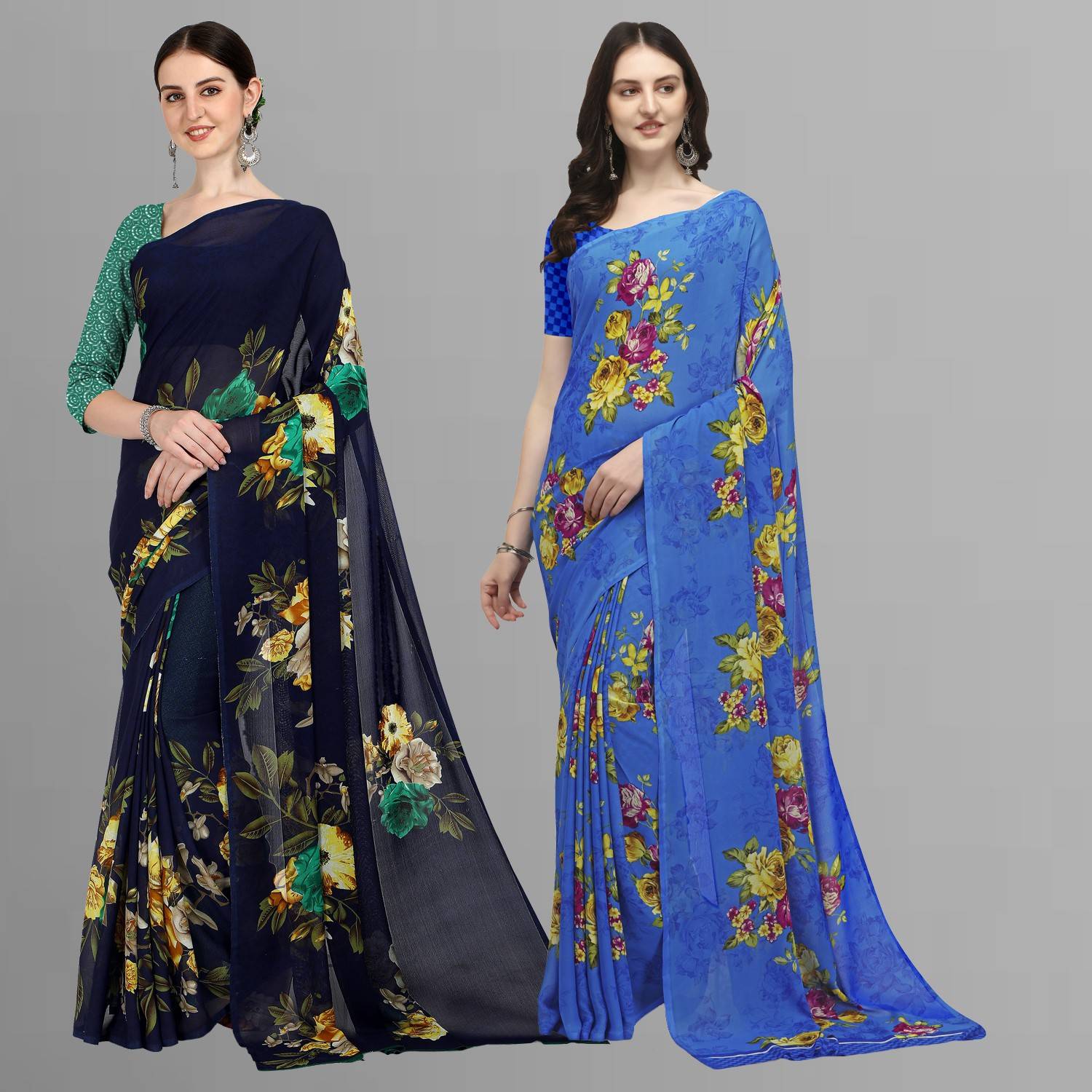 Anand Sarees Floral Print Daily Wear Georgette Saree
