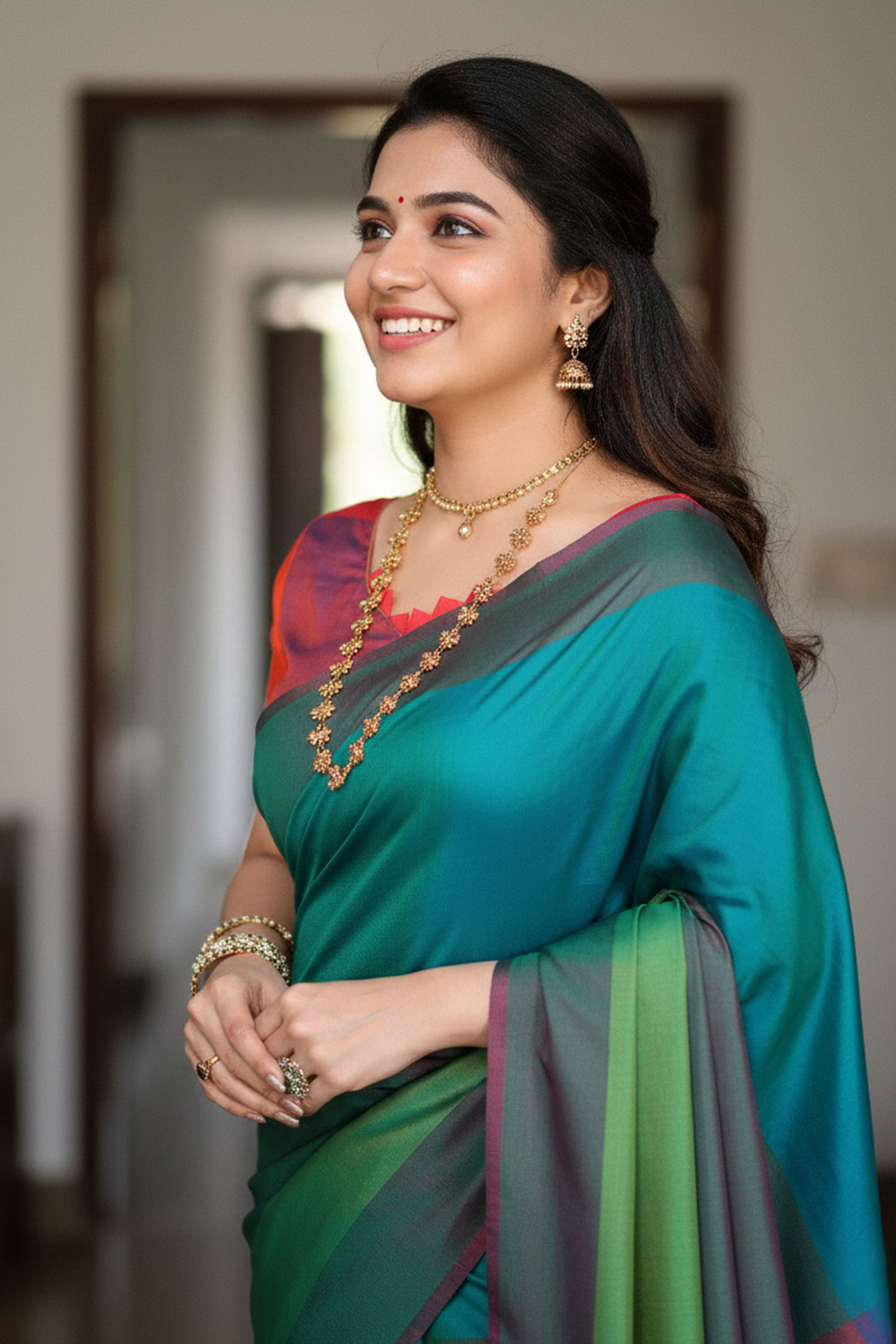 Image of BOLOKA Woven Kanjivaram Cotton Silk Saree