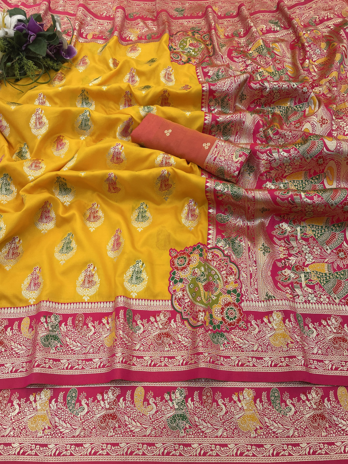 KanjiQueen Woven, Paisley Banarasi Silk Blend, Pure Silk Saree