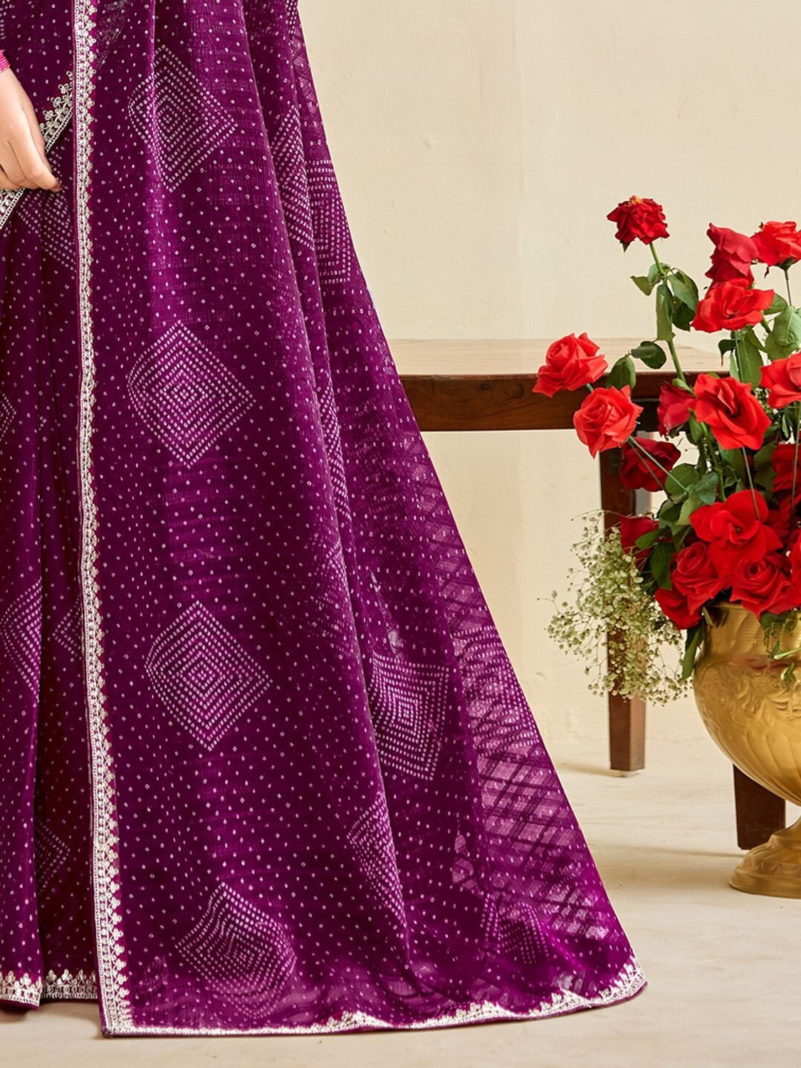 Image of WORLDLINKEXPORT Embroidered Daily Wear Silk Blend Saree