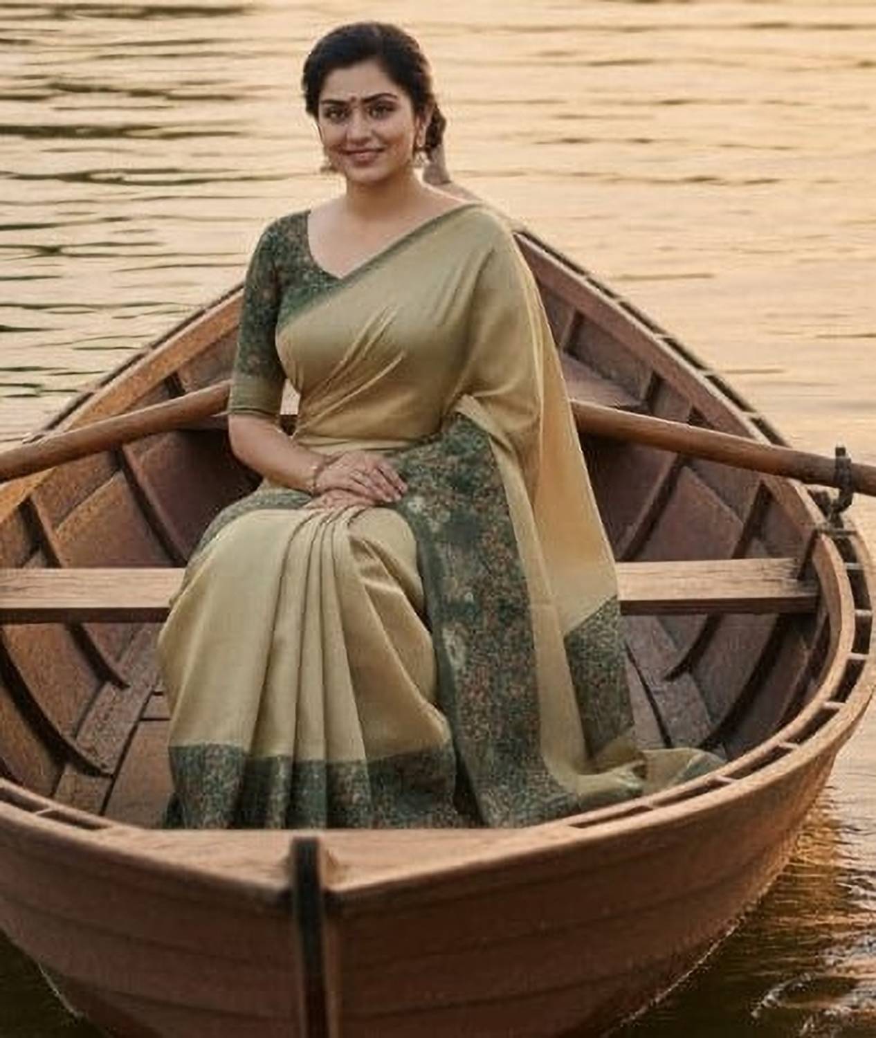 Gajal Printed Daily Wear Cotton Silk, Pure Cotton Saree (Beige, D