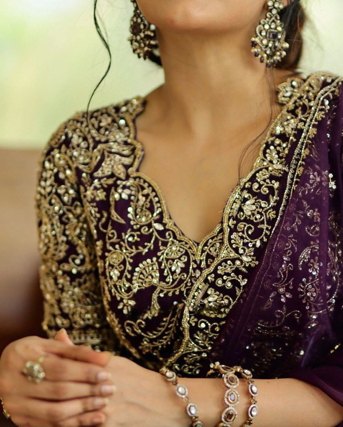 Image of KRISHNACOLLECTION9 Embroidered, Embellished, Paisley, Self Design Bollywood Pure Silk Saree