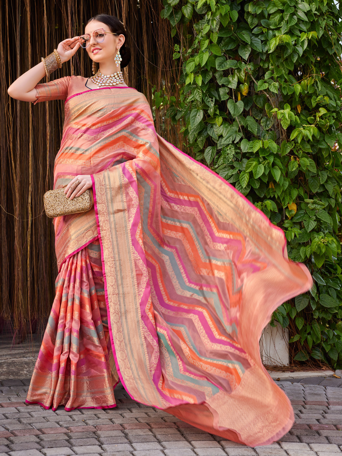 Image of Ethnic Junction Woven Banarasi Silk Blend Saree