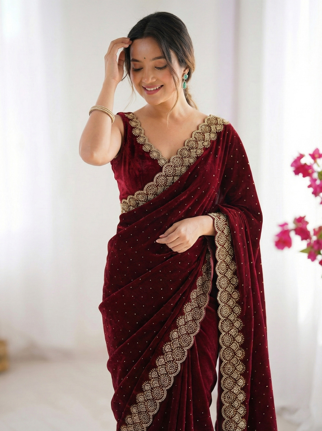 Image of Tasrika Embellished, Embroidered Bollywood Silk Blend Saree