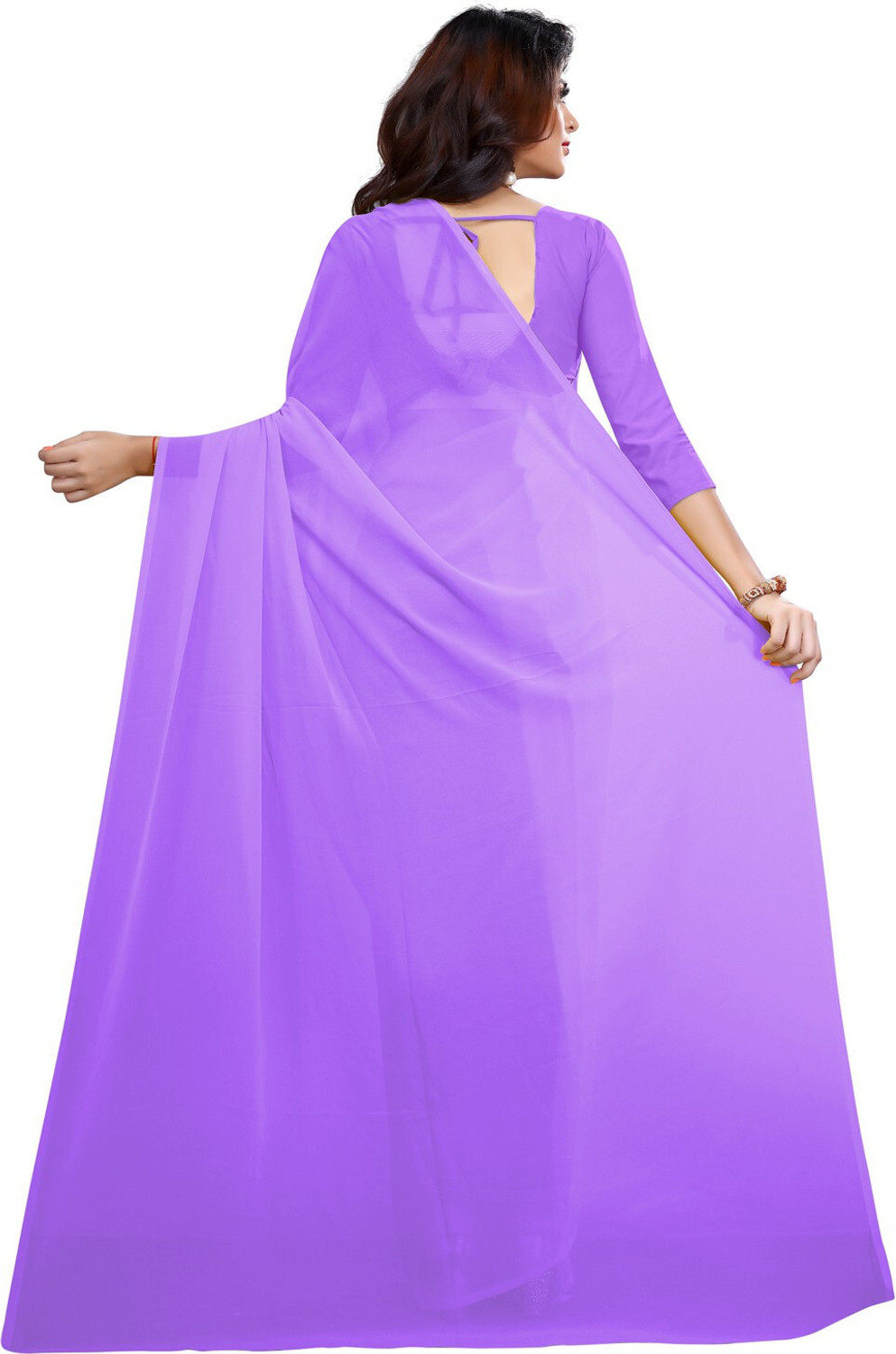 Image of HouseOfCommon Solid /Plain Daily Wear Georgette Saree