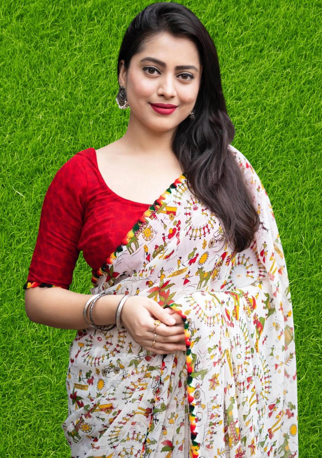 Adroit Management Printed Bollywood Georgette Saree