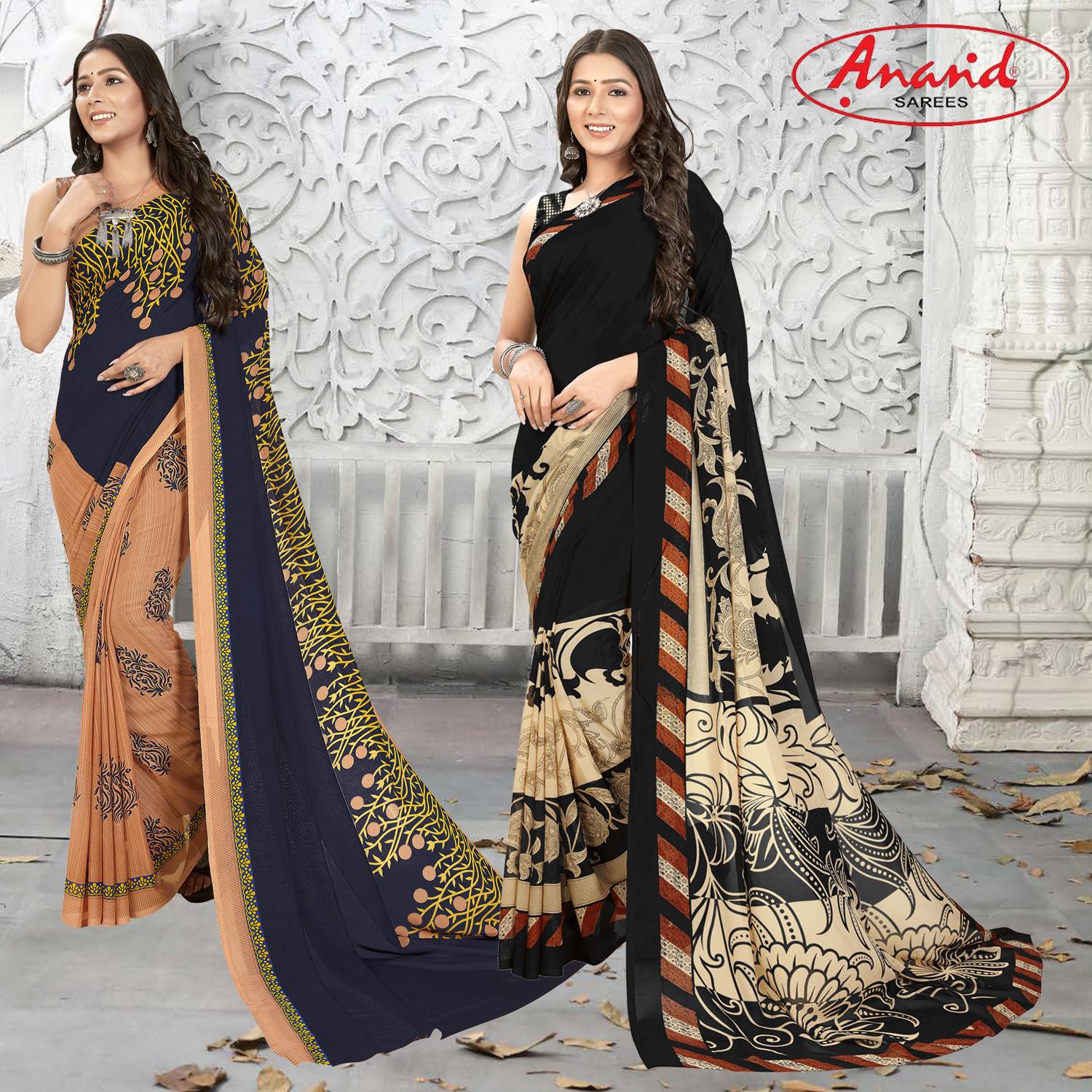 Anand Sarees Ombre, Paisley, Floral Print Daily Wear Georgette Saree