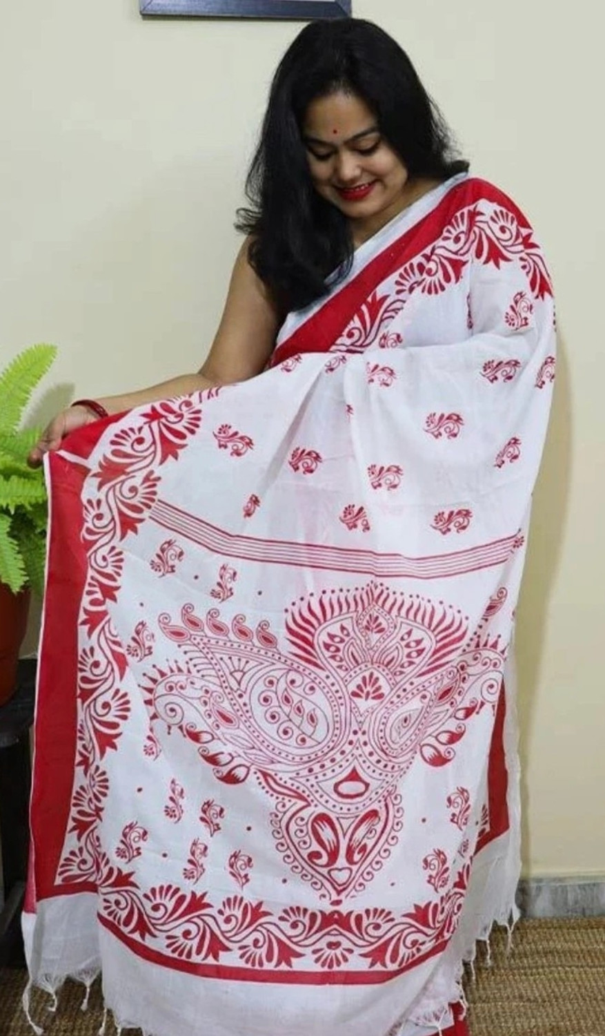 Image of nandu Printed Hand Batik Pure Cotton Saree