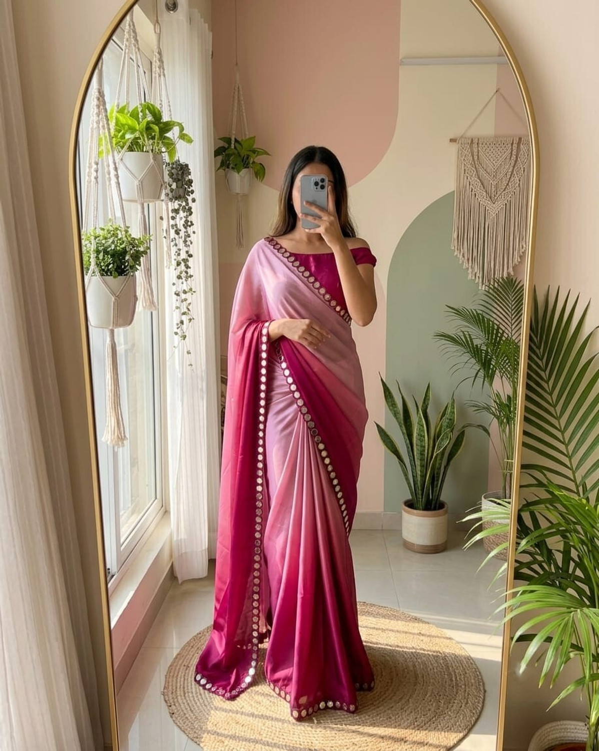 Image of BORANA Ombre Bollywood Crepe Saree