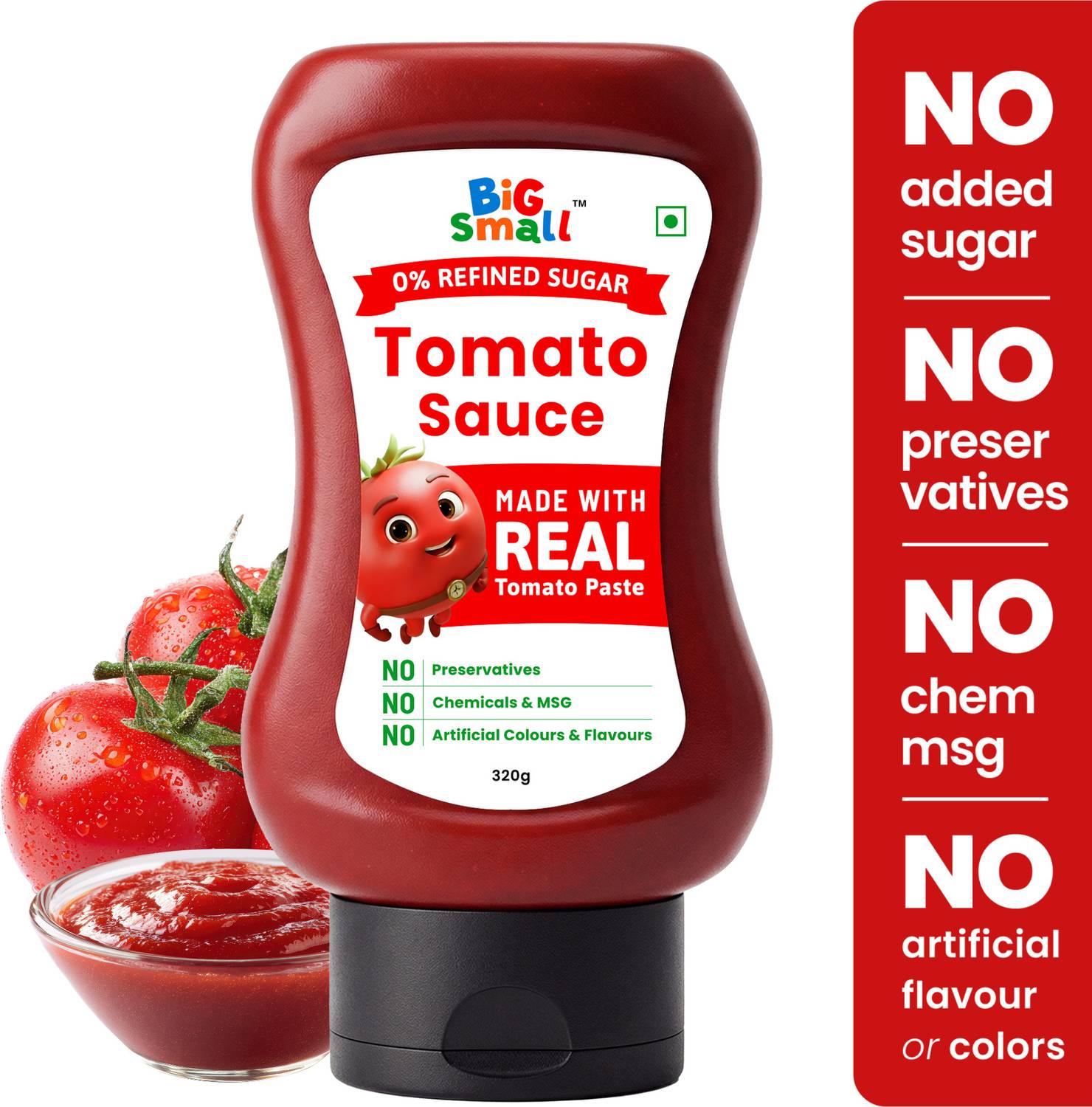 Bigsmall Real Tomato Sauce | No Preservatives, No Artificial Colors, 100% Veg Ketchup