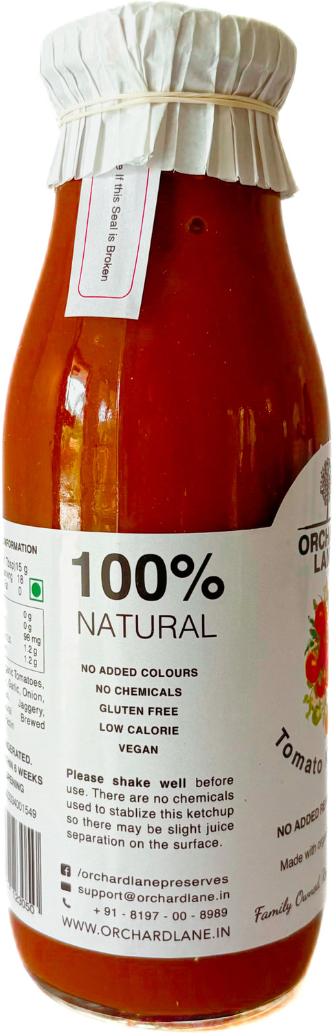 Image of Orchard Lane Certified Organic Tomato Ketchup - Zero Sugar- Made with Fresh Tomatoes Sauces & Ketchup