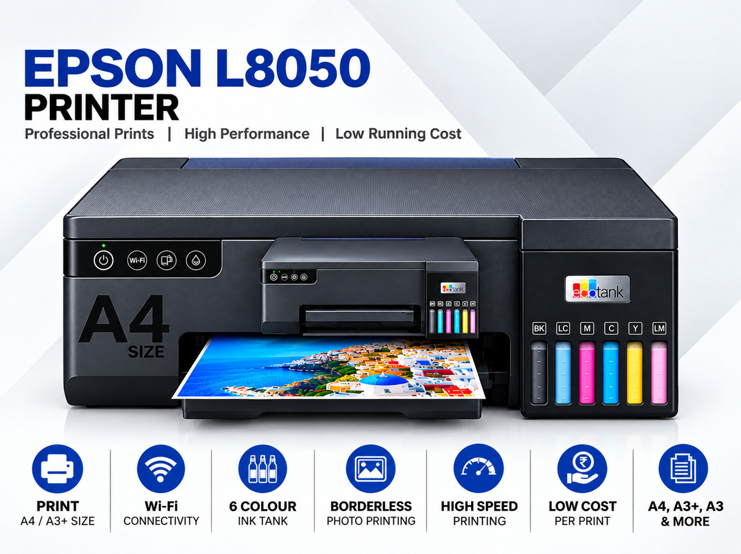 Image of Epson EcoTank L8050 Wi-Fi Ink Tank Photo, Printer Scanner