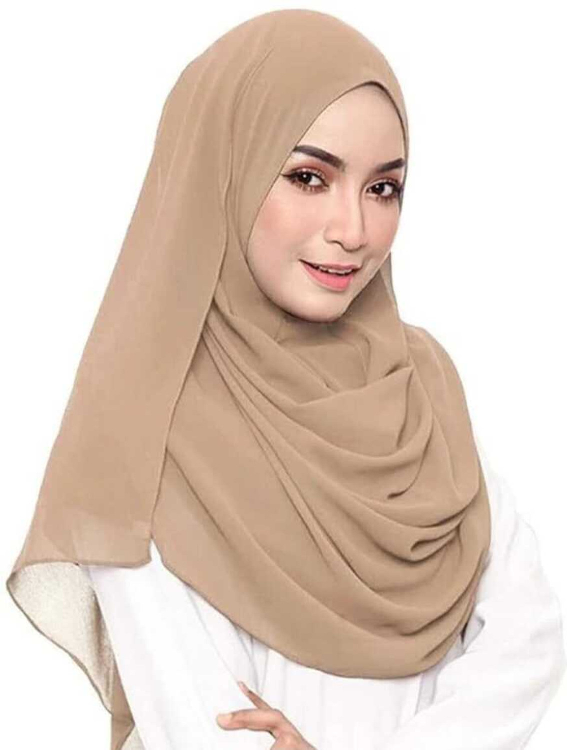 Image of Hijab Solid Georgette Women Bluetooth Scarf, Fancy Scarf, Scarf, Stole