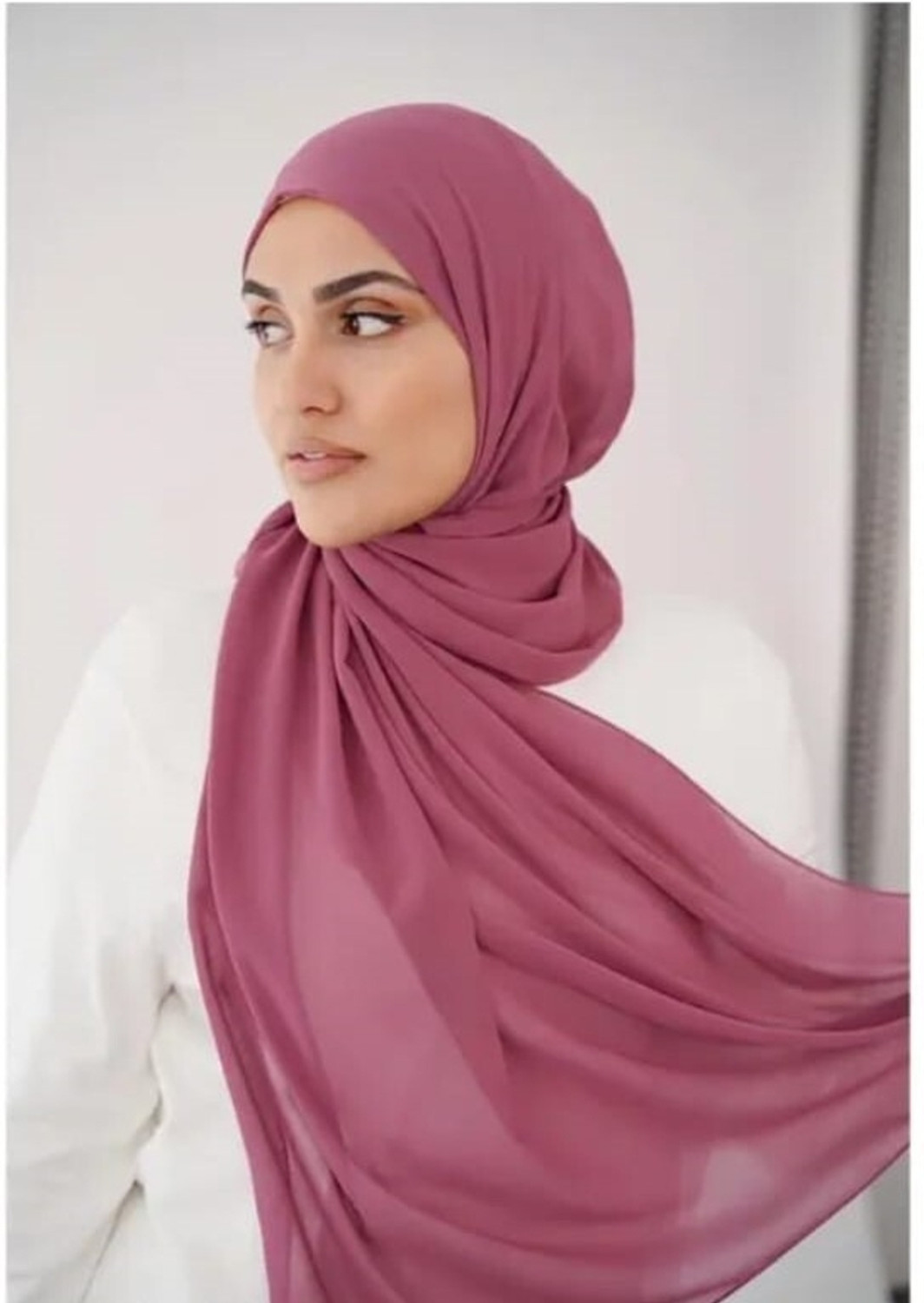 Image of hijabcurl Solid Georgette, Chiffon Women Scarf, Stole