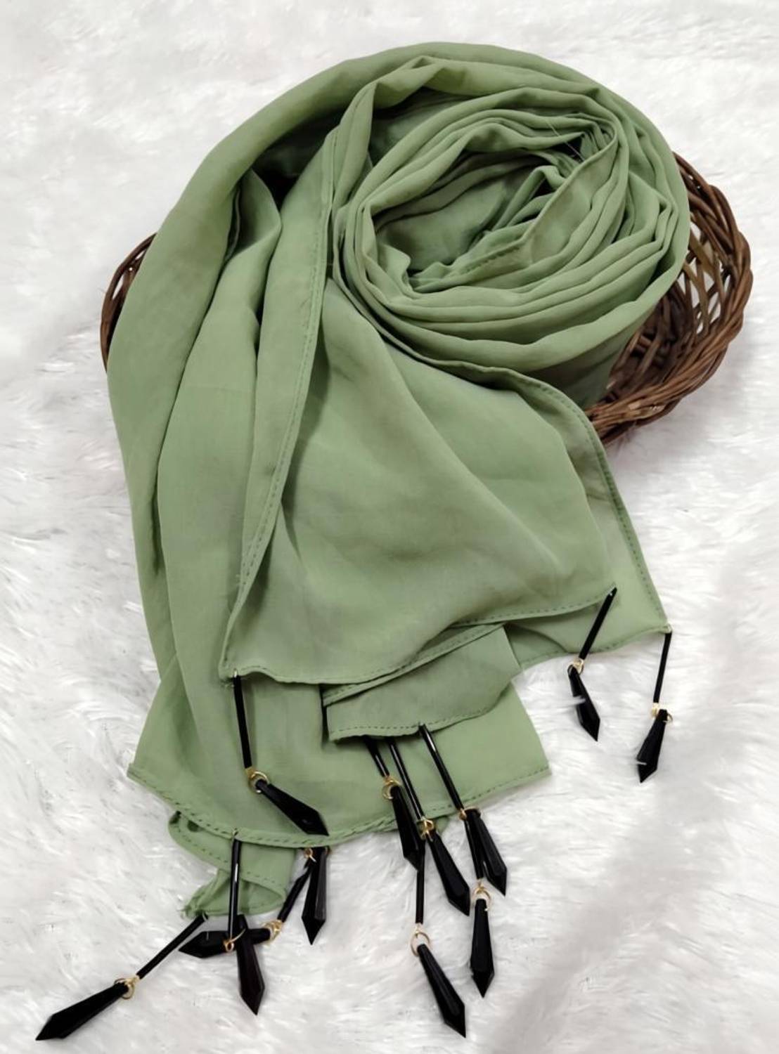 alsaj Embellished Georgette Women Scarf, Stole