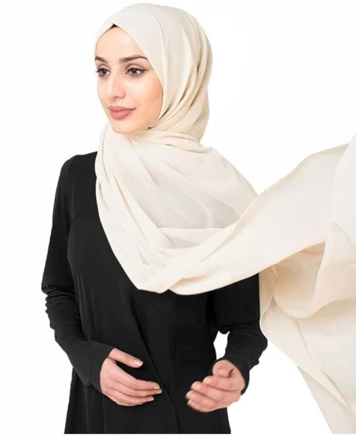 Image of Hijab Solid Georgette Women Bluetooth Scarf, Fancy Scarf, Scarf, Stole
