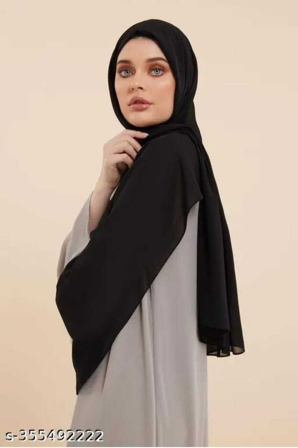 Image of Hijab Solid Georgette Women Fancy Scarf