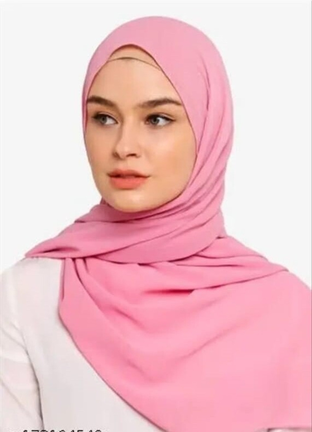 Image of hijabcurl Solid Georgette, Chiffon Women Scarf, Stole