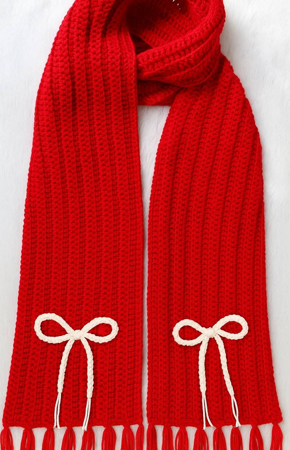 Loveandloopby MK Self Design Pure Wool Girls Scarf Red - Image 1