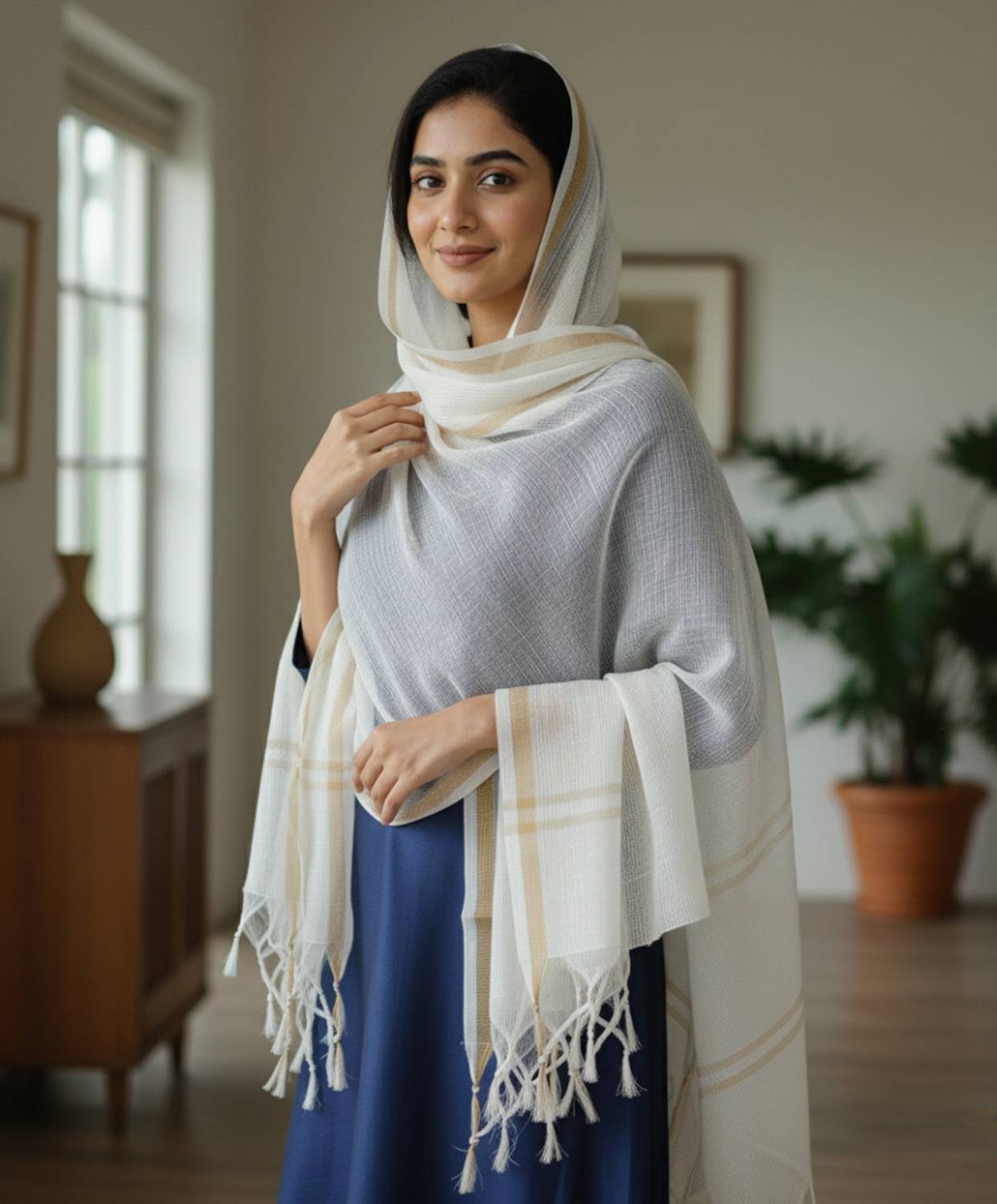 AKSHADEEP Kota Doria Printed Women Dupatta