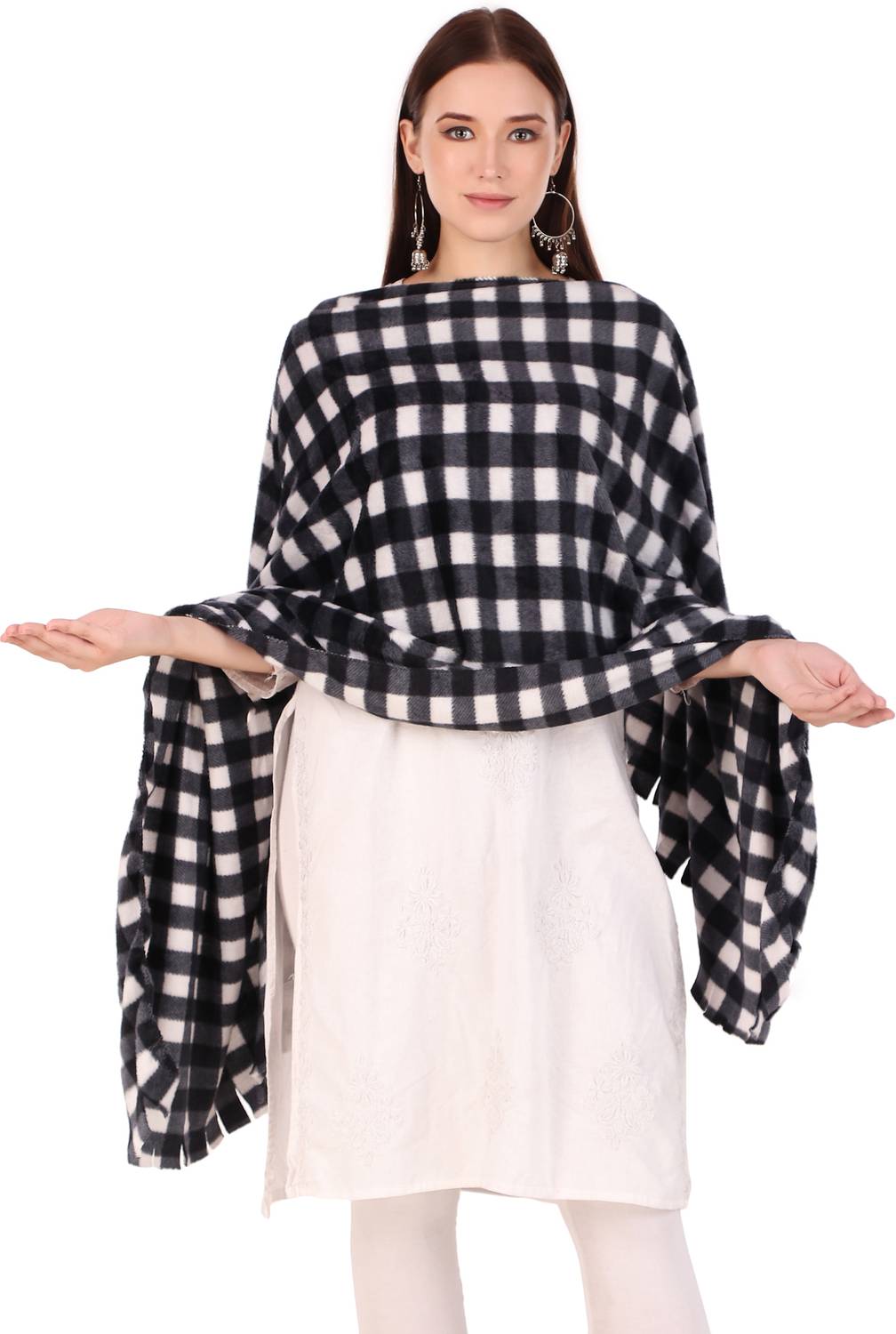 BRAVEZI Checkered Polycotton Women Stole, Scarf