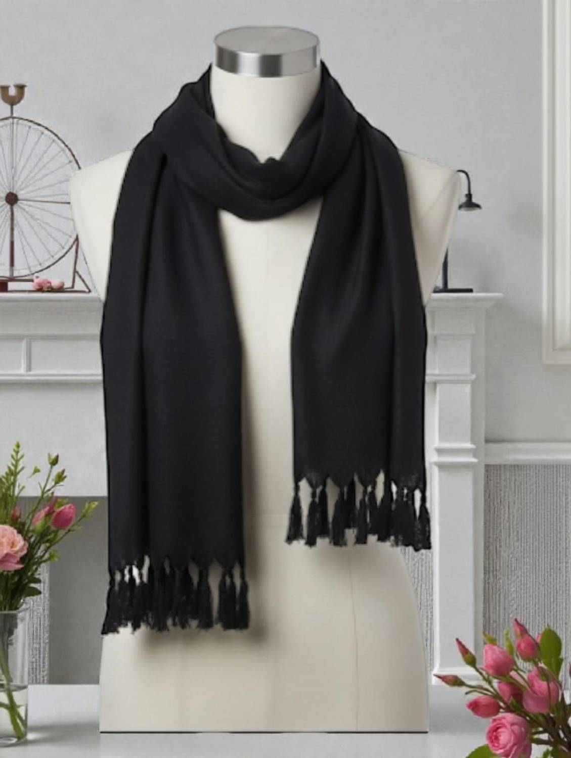 AFSIenterprises Solid Cotton Blend Men & Women Bluetooth Scarf, Fancy Scarf, Scarf, Stole, Faux Turtleneck Neck Cover